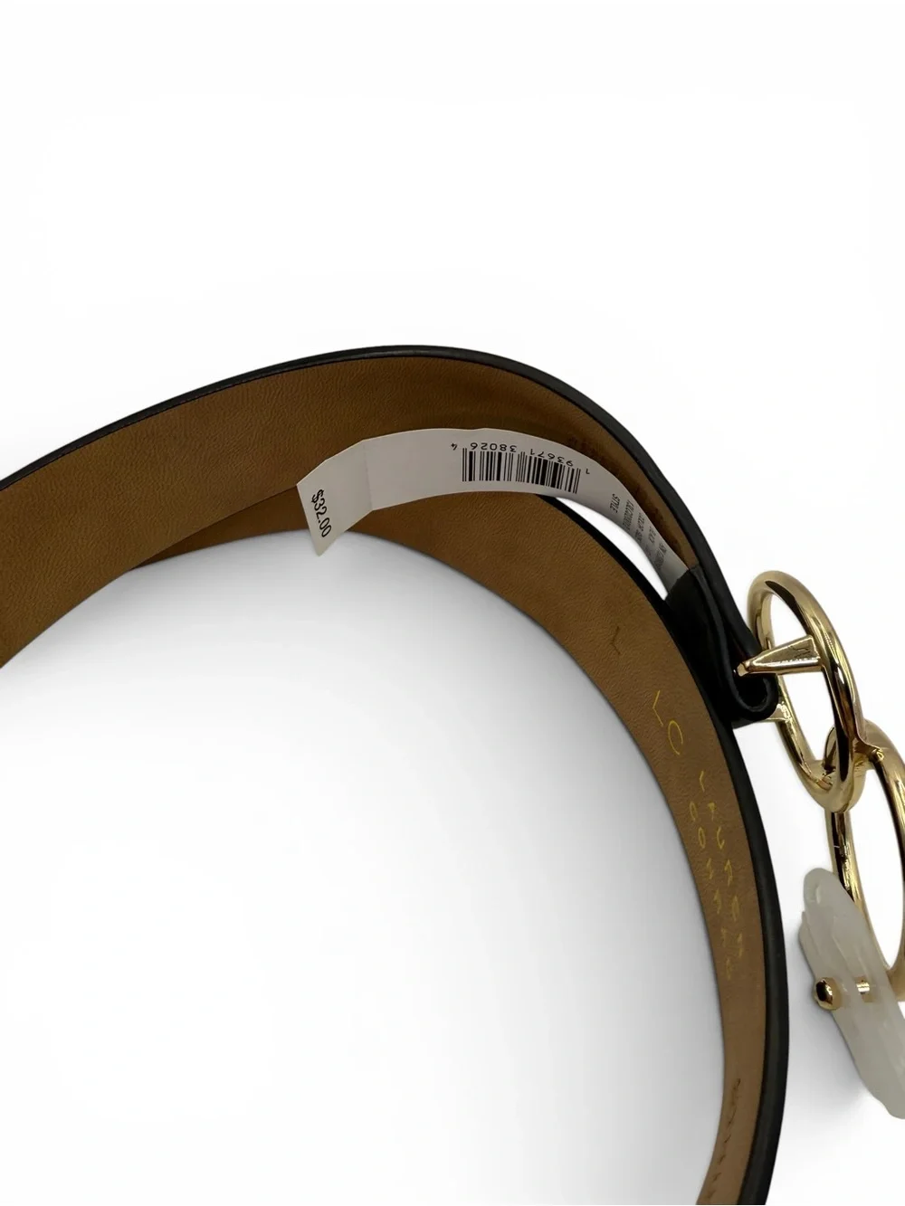 LC Lauren Conrad Black Belt with Double Gold Circle Buckle